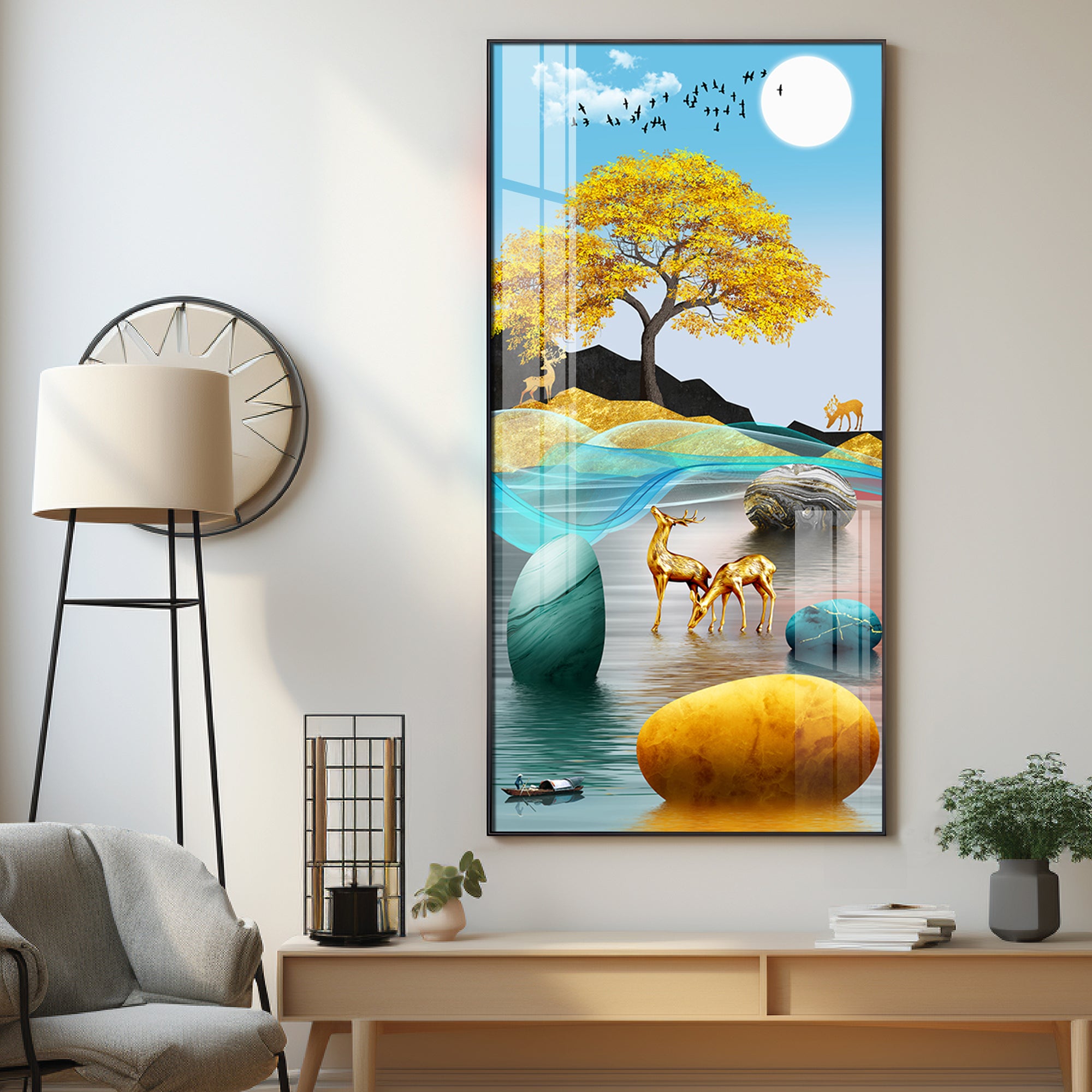 Sunny Morning Luxury Crystal Vertical Wall Art