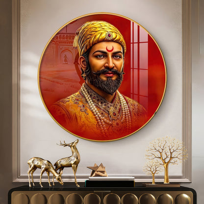 Shivaji Maharaj Premium Acrylic Round Wall Art