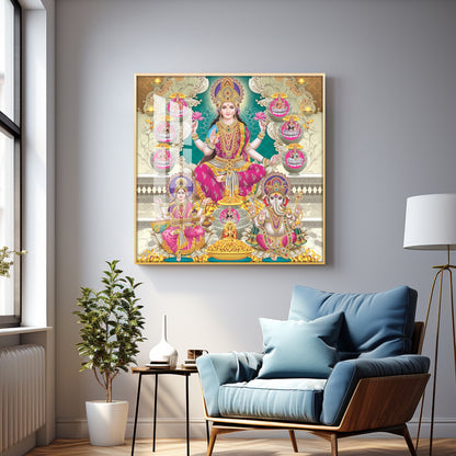 Maa Laxmi Premium Acrylic Square Wall Art
