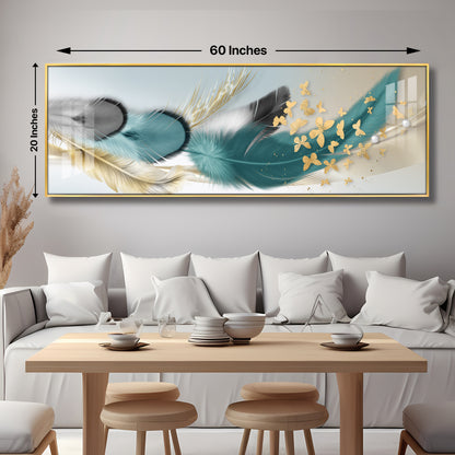 Feathers and Butterflies Premium Acrylic Horizontal Wall Art