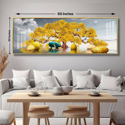 Lavish Golden Premium Acrylic Horizontal Wall Art