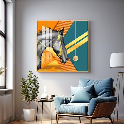 Black Horse Premium Acrylic Square Wall Art