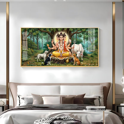 Lord Dattatreya Dattaguru Premium Acrylic Horizontal Wall Art