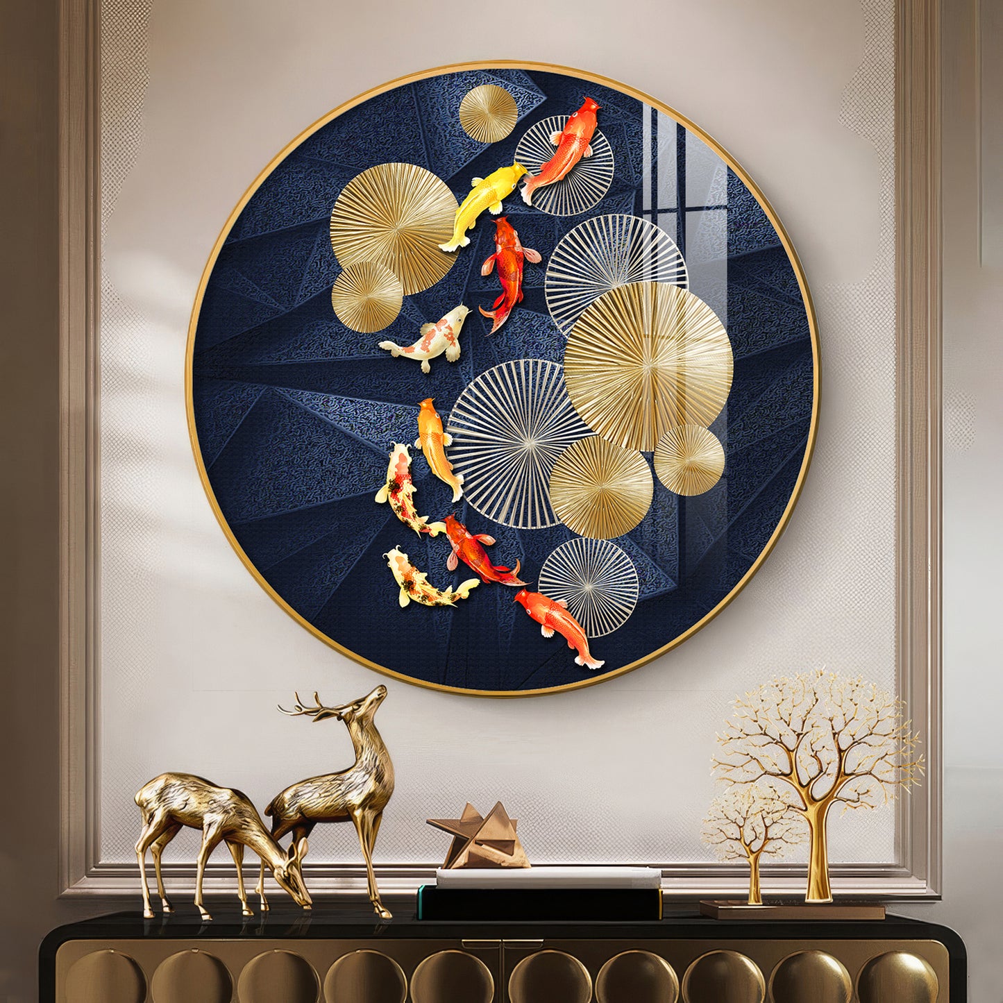 Goldfish Emblem Premium Acrylic Round Wall Art