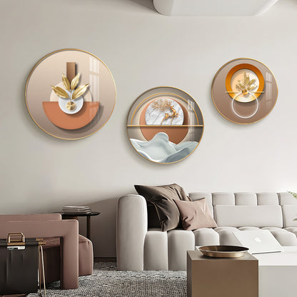 Golden Plant Puups Premium Acrylic Round Wall Art (Set of 3)