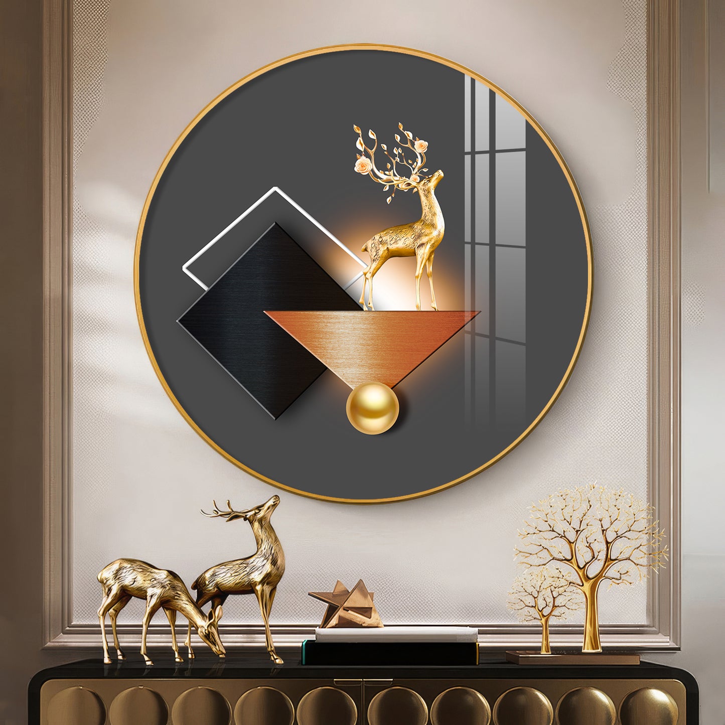 Antler Aesthetic Premium Acrylic Round Wall Art