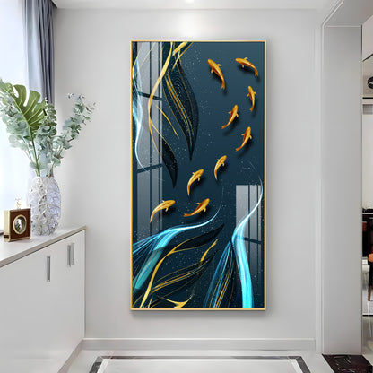 Golden Koi Fish Premium Acrylic Vertical Wall Art