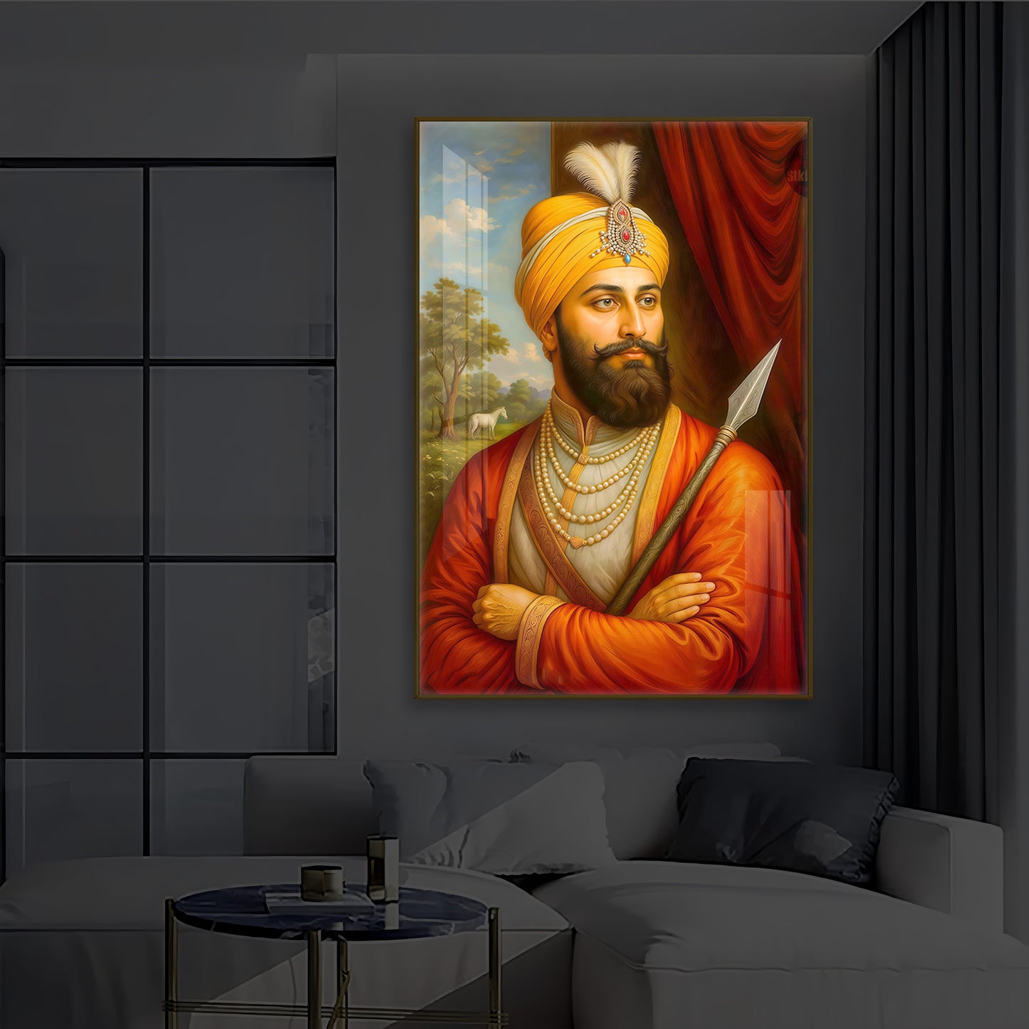 Prestigious Guru Gobind Singh Ji Modern Luxury Backlight Vertical Wall Art