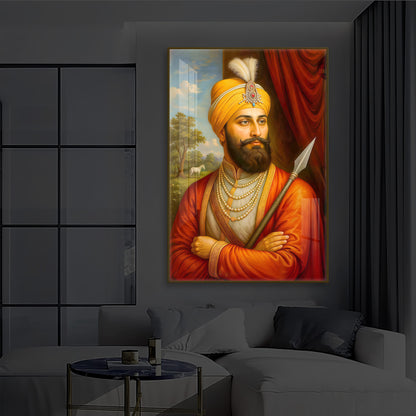 Prestigious Guru Gobind Singh Ji Modern Luxury Backlight Vertical Wall Art