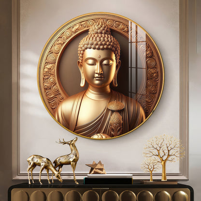 Blessings Of Buddha Premium Acrylic Round Wall Art