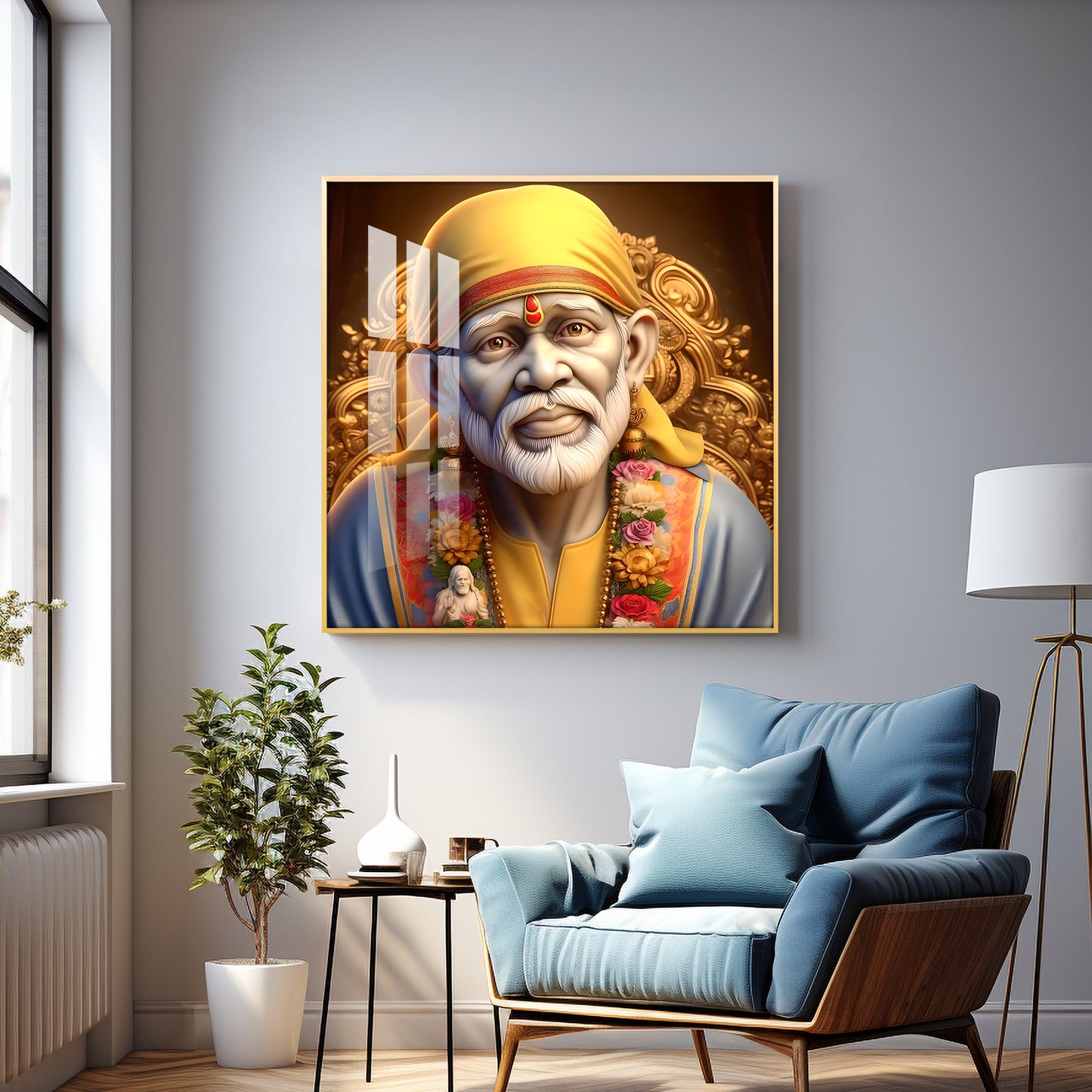 Sai Baba of Shirdi Premium Acrylic Square Wall Art