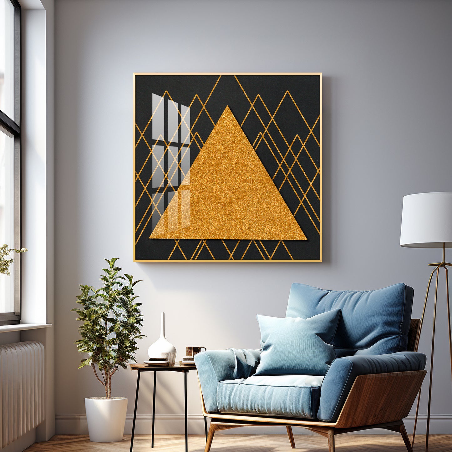 Abstract Geometric Figure Triangle Premium Acrylic Square Wall Art