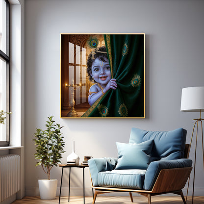 Little Lord kanha Premium Acrylic Square Wall Art