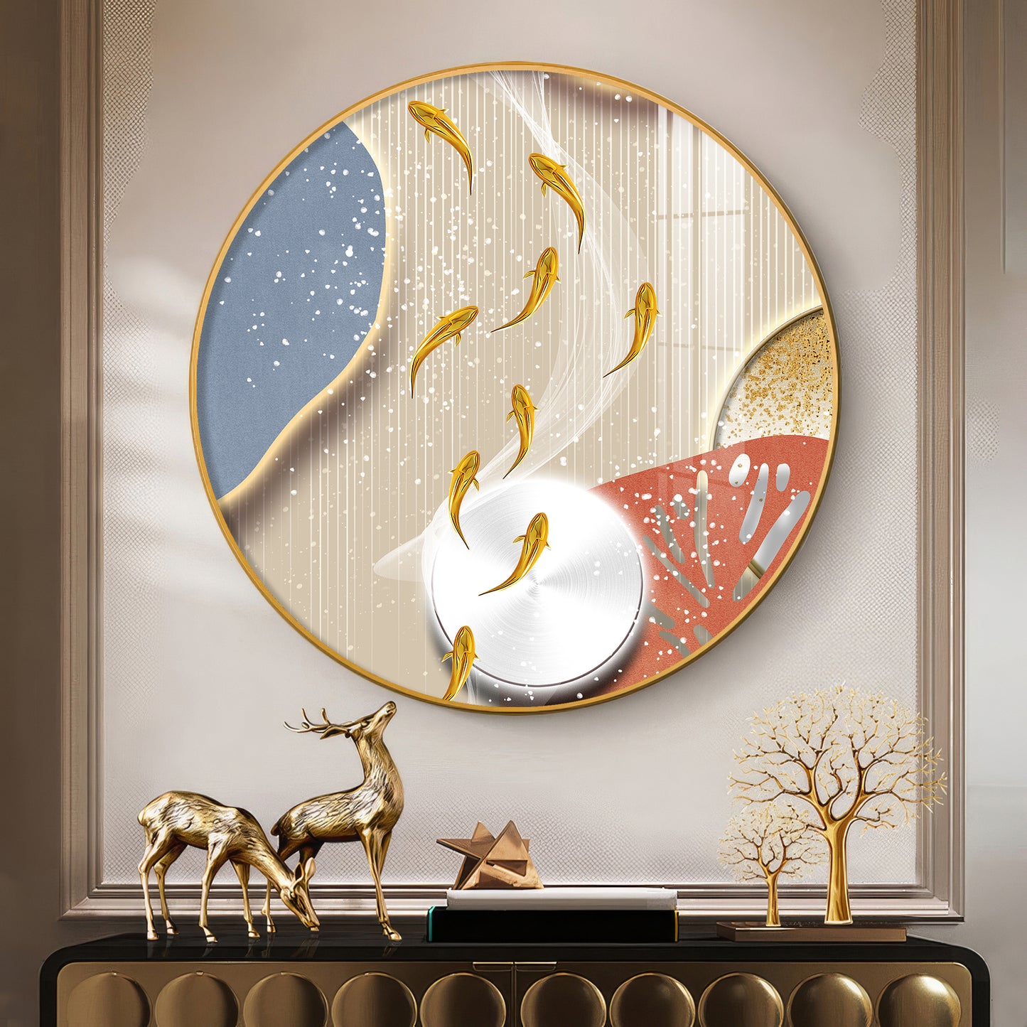 Aqua Whirl Premium Acrylic Round Wall Art