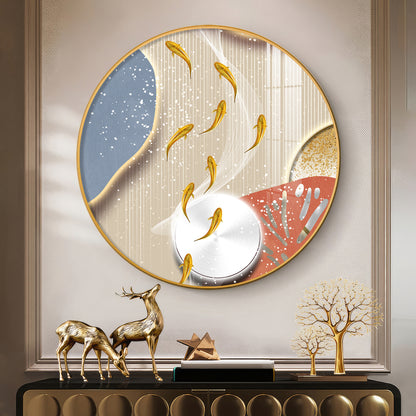 Aqua Whirl Premium Acrylic Round Wall Art