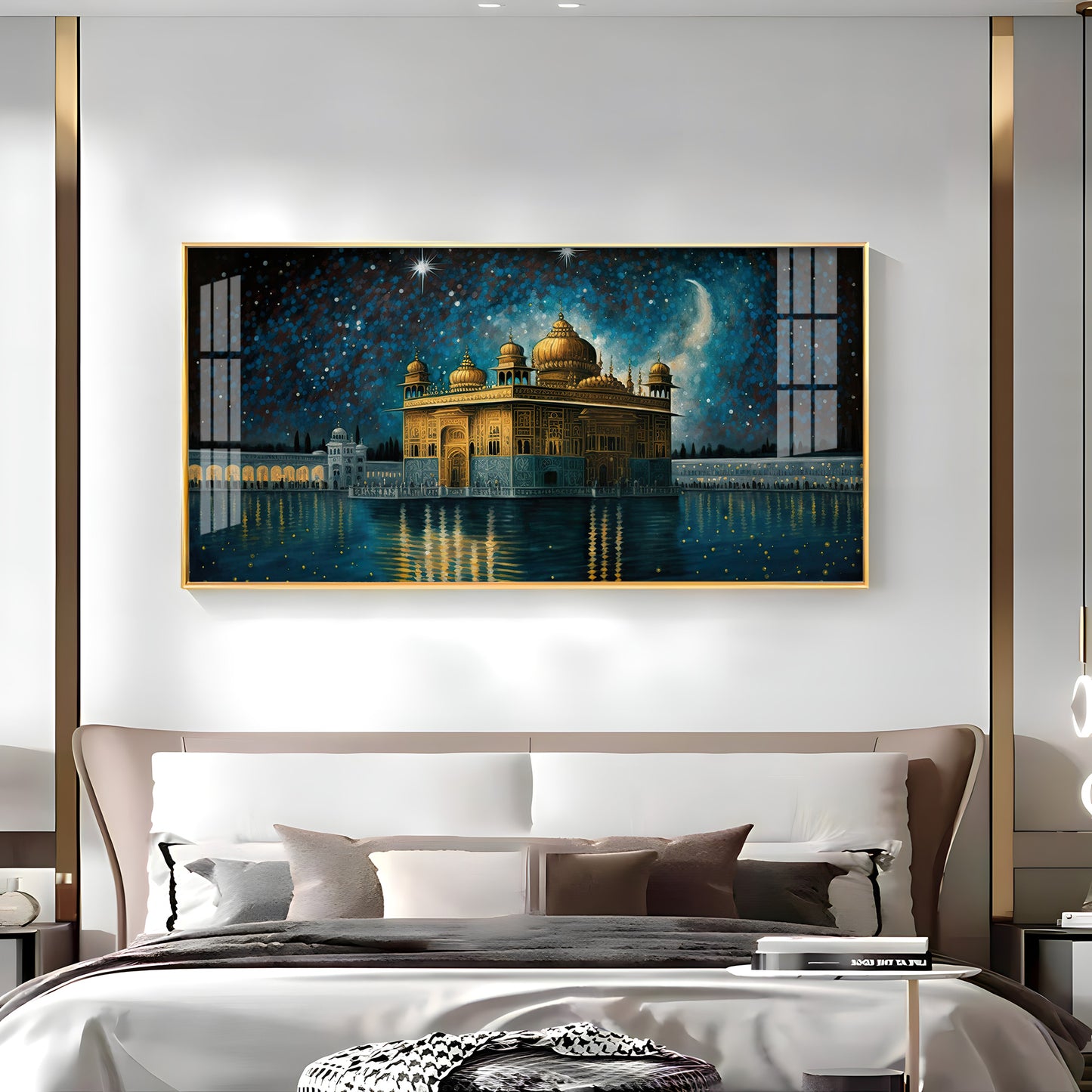 Beautiful Golden Temple With Constellation Premium Acrylic Horizontal Wall Art