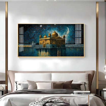 Beautiful Golden Temple With Constellation Premium Acrylic Horizontal Wall Art