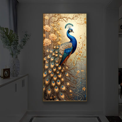 Beautiful Peacock Modern Luxury Backlight Vertical Wall Art