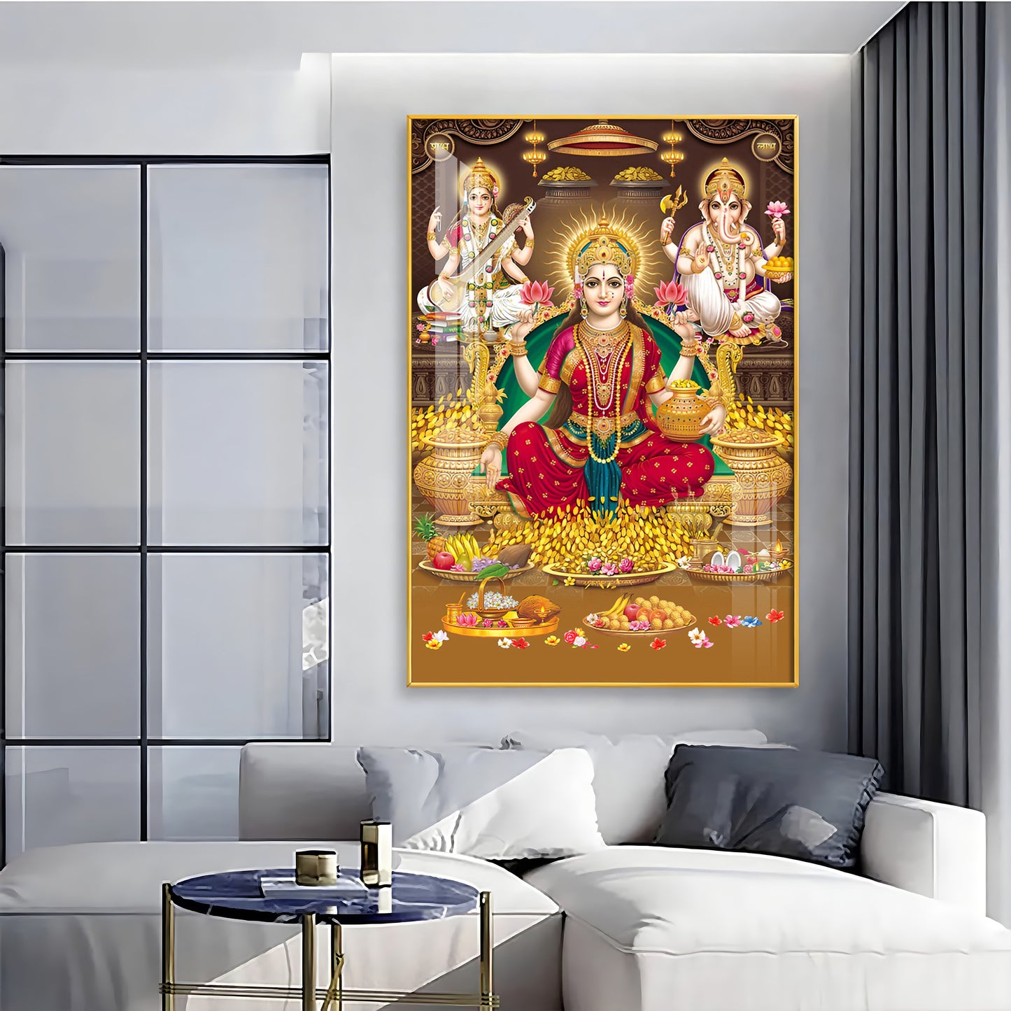 Goddess Maha Laxmi Ji Premium Acrylic Vertical Wall Art