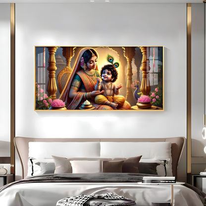 Kanha With Maa Yashoda Premium Acrylic Horizontal Wall Art