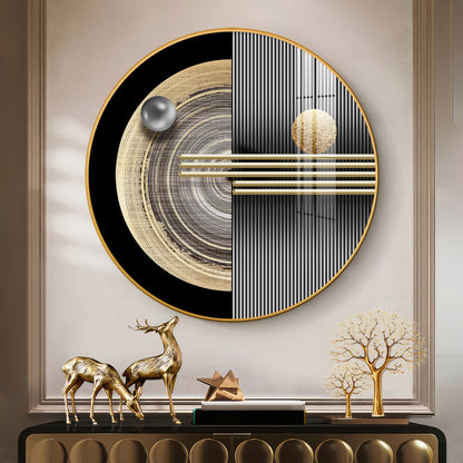 Golden Orb Premium Acrylic Round Wall Art