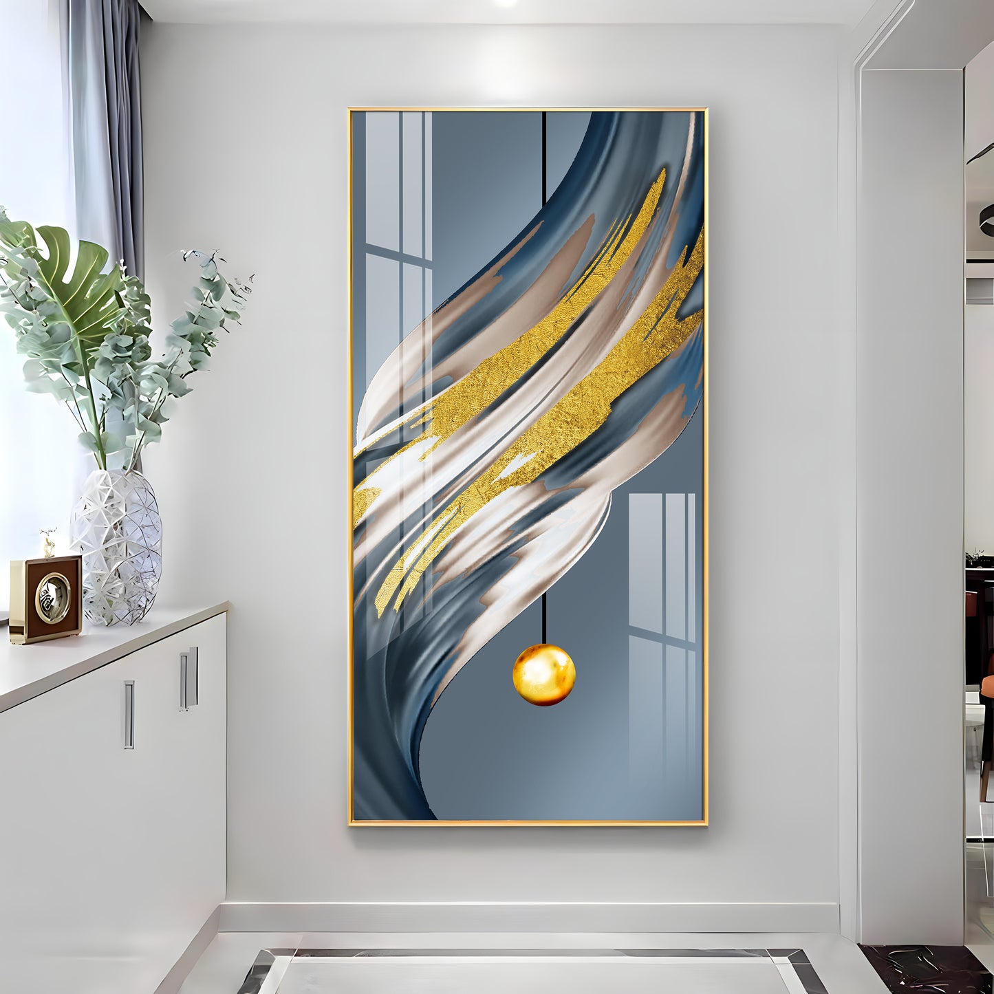 Golden Splash Premium Acrylic Vertical Wall Art