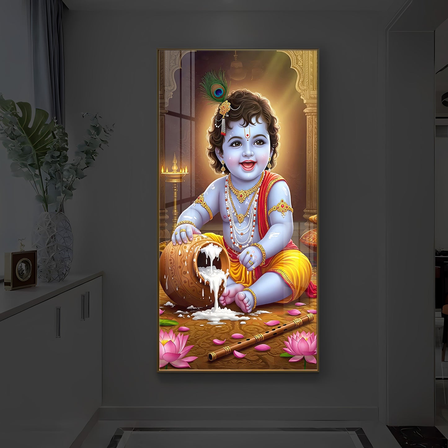 Bal Krishna Modern Luxury Backlight Vertical Wall Art