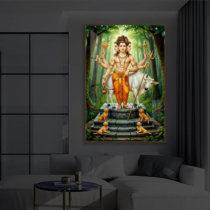 Jai Guru Dattatreya Modern Luxury Backlight Vertical Wall Art