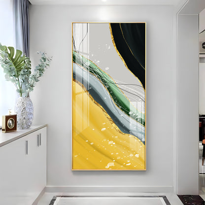 Golden Greens Premium Acrylic Vertical Wall Art