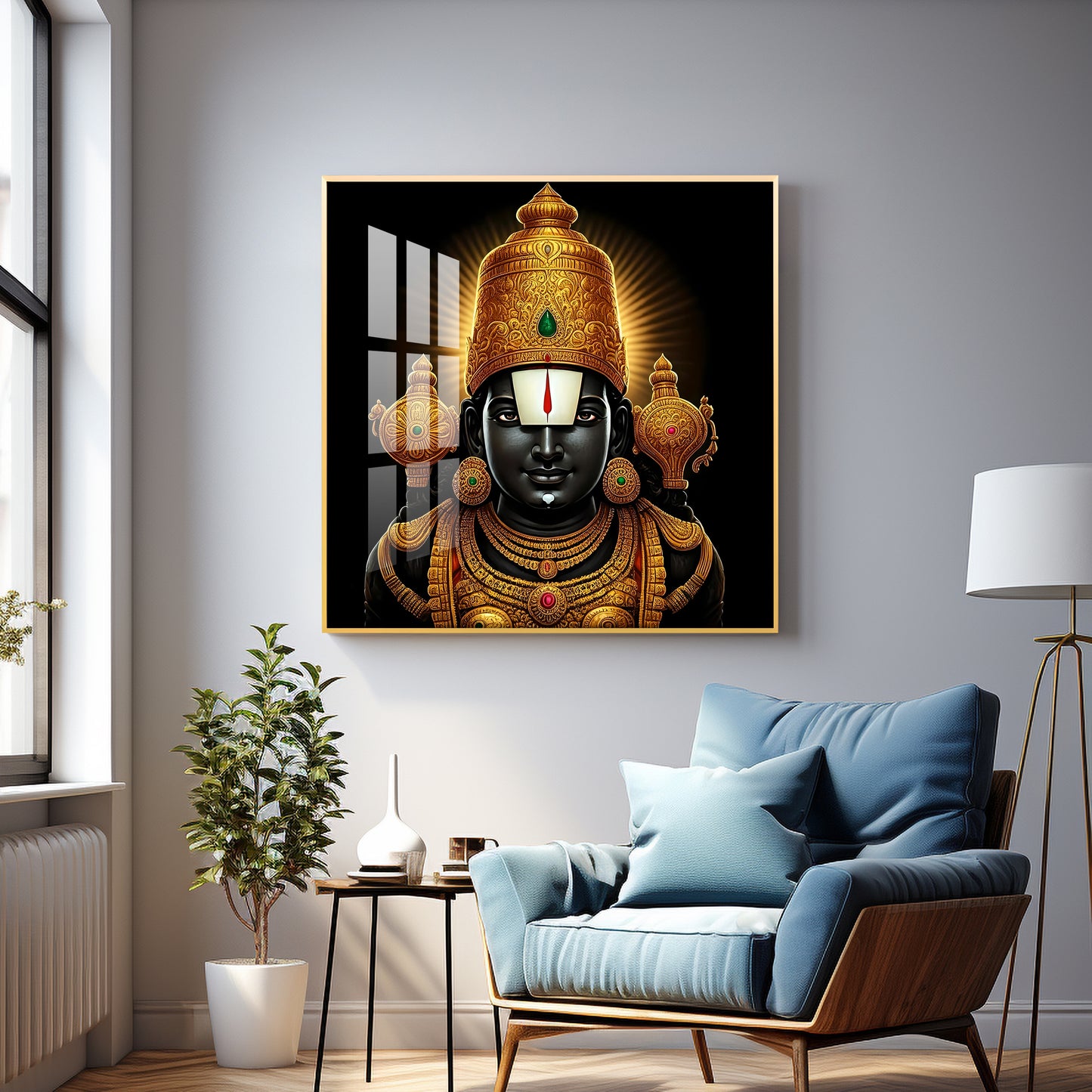 Ethereal Lord Venkateswara Swami Premium Acrylic Square Wall Art