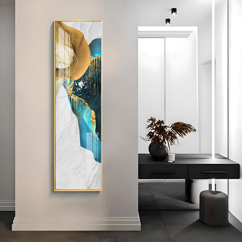 Aesthetic Blue & Golden Premium Acrylic Vertical Wall Art