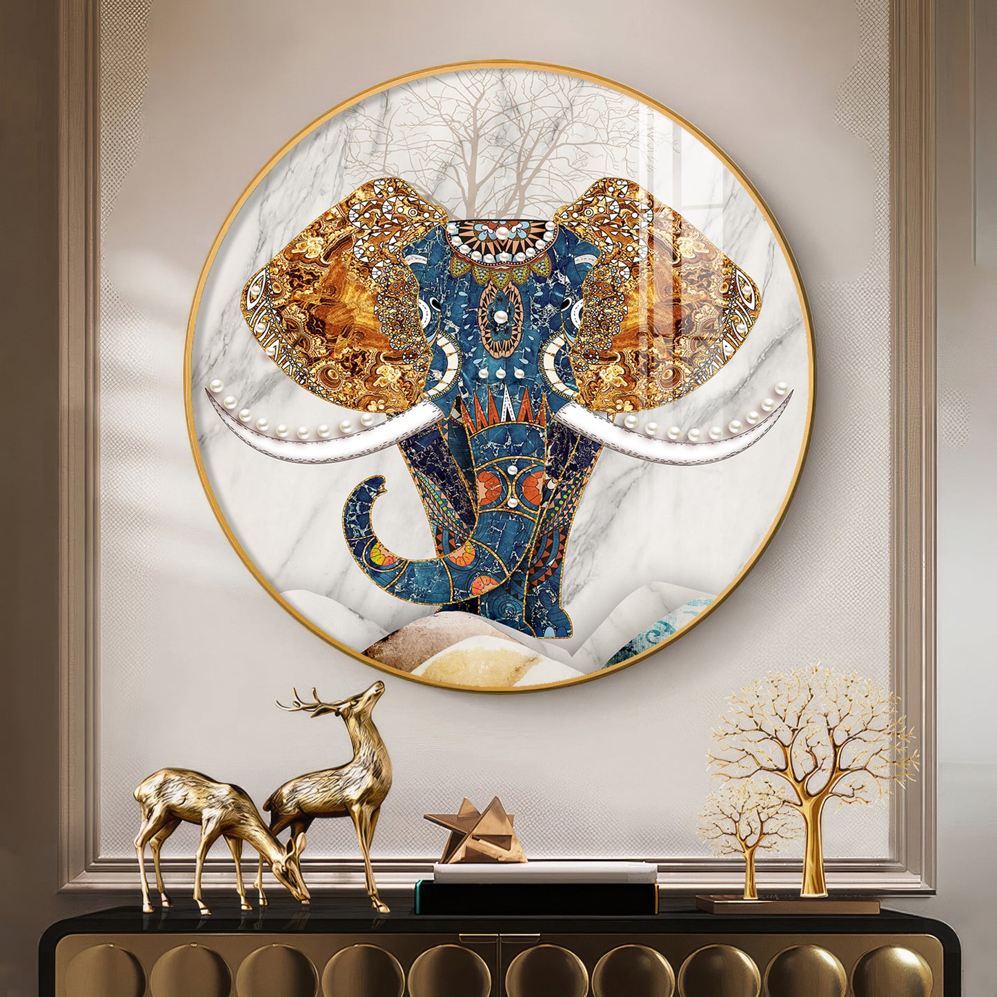 Majestic Elephant Premium Acrylic Round Wall Art