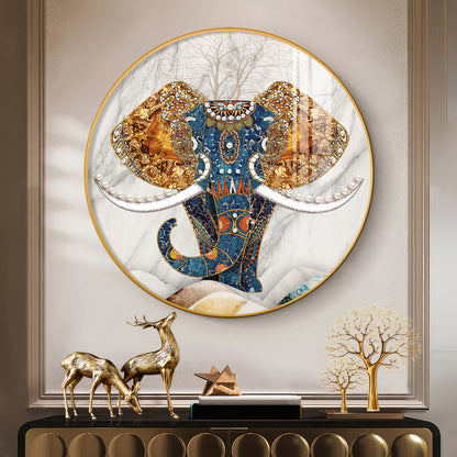 Majestic Elephant Premium Acrylic Round Wall Art