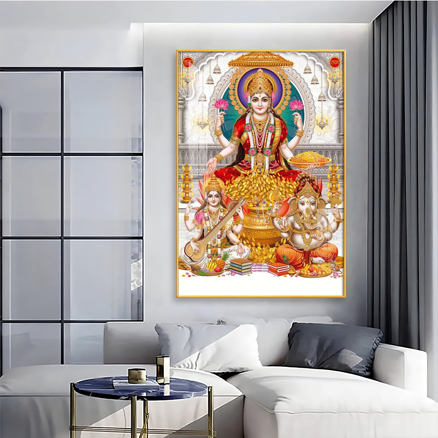 Mural of Goddess Laxmi Premium Acrylic Vertical Wall Art