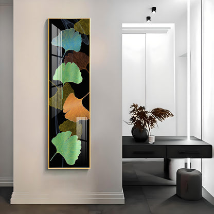 Colourful Ginkgo Biloba Leaves Premium Acrylic Vertical Wall Art
