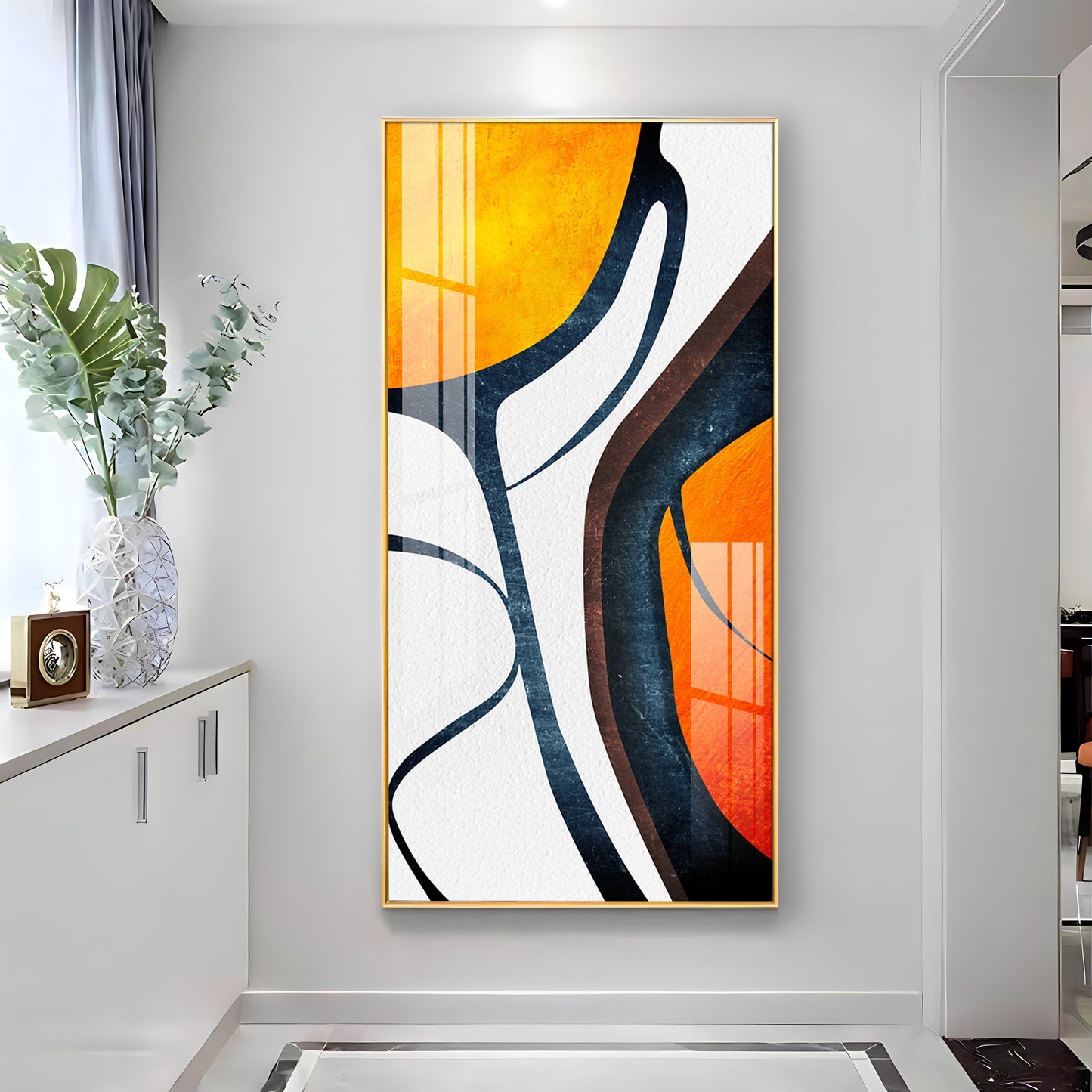 Orange Light Luxury Corridor Premium Acrylic Vertical Wall Art