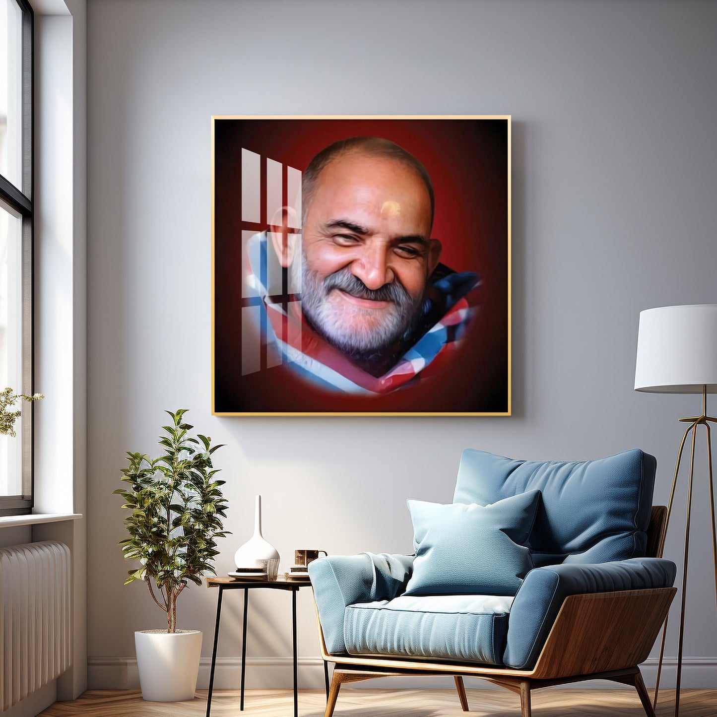 Neem Karoli Baba Maharaj Premium Acrylic Square Wall Art