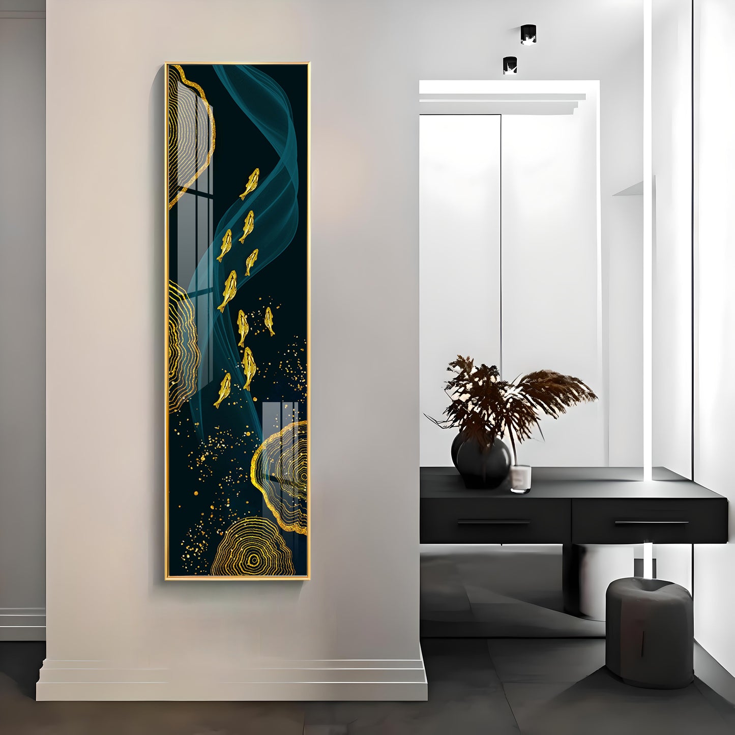 Oceanic Gold Fish Premium Acrylic Vertical Wall Art