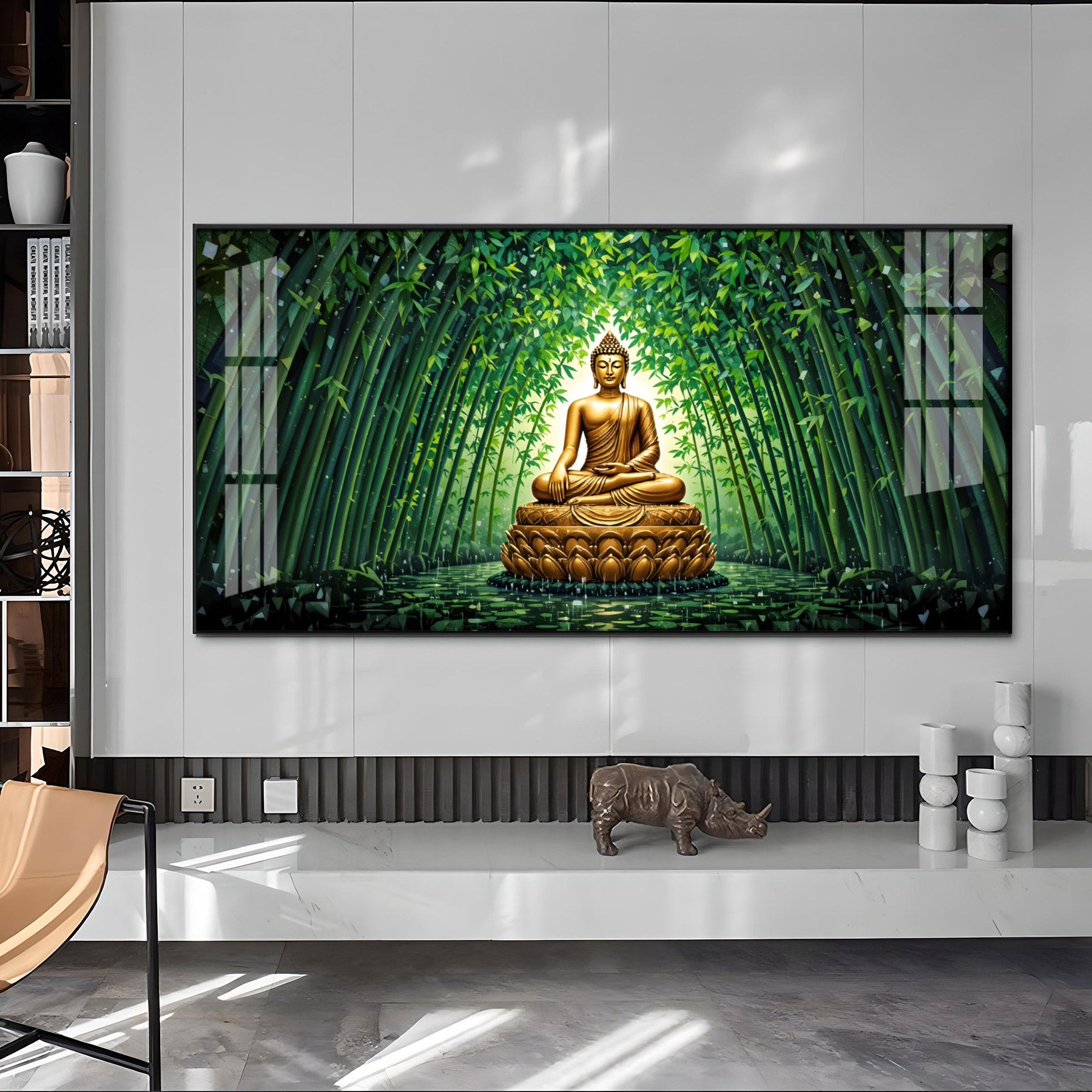 Mindful Buddha In Forest Premium Acrylic Horizontal Wall Art