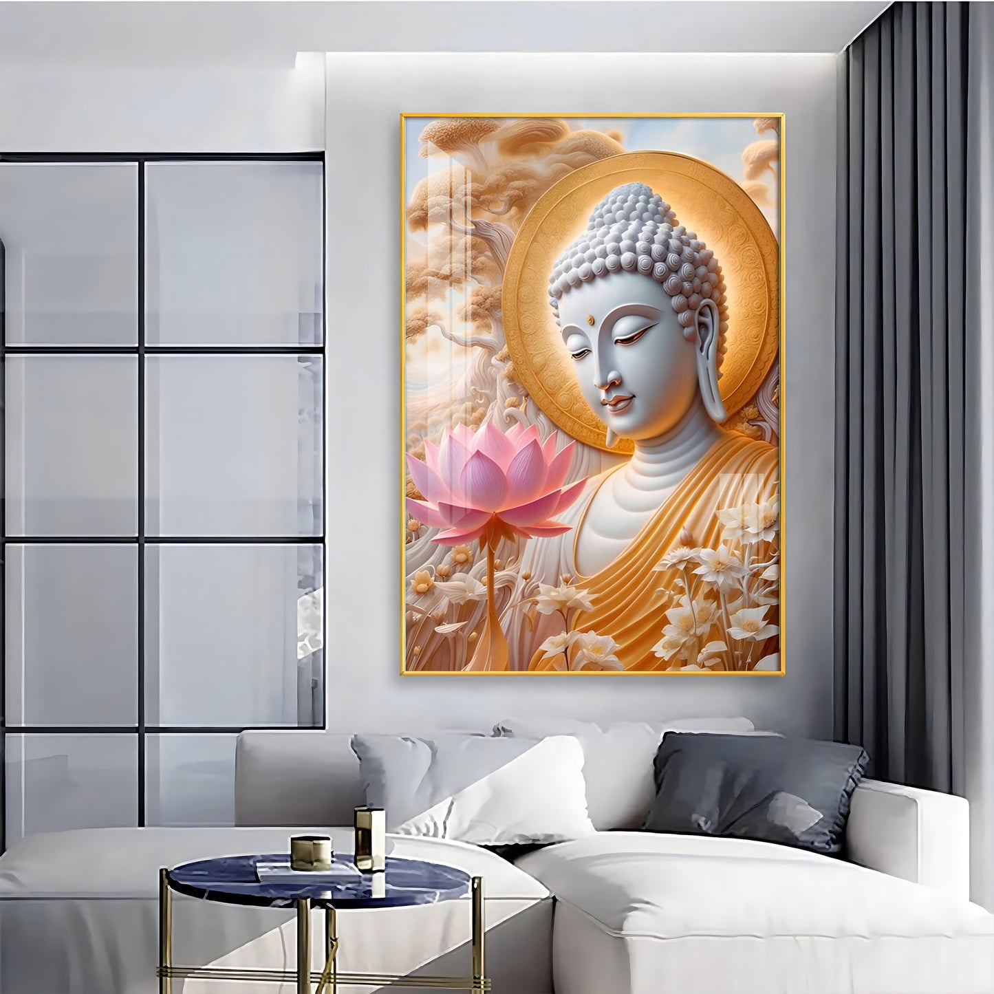 Dharvika Buddha Premium Acrylic Vertical Wall Art