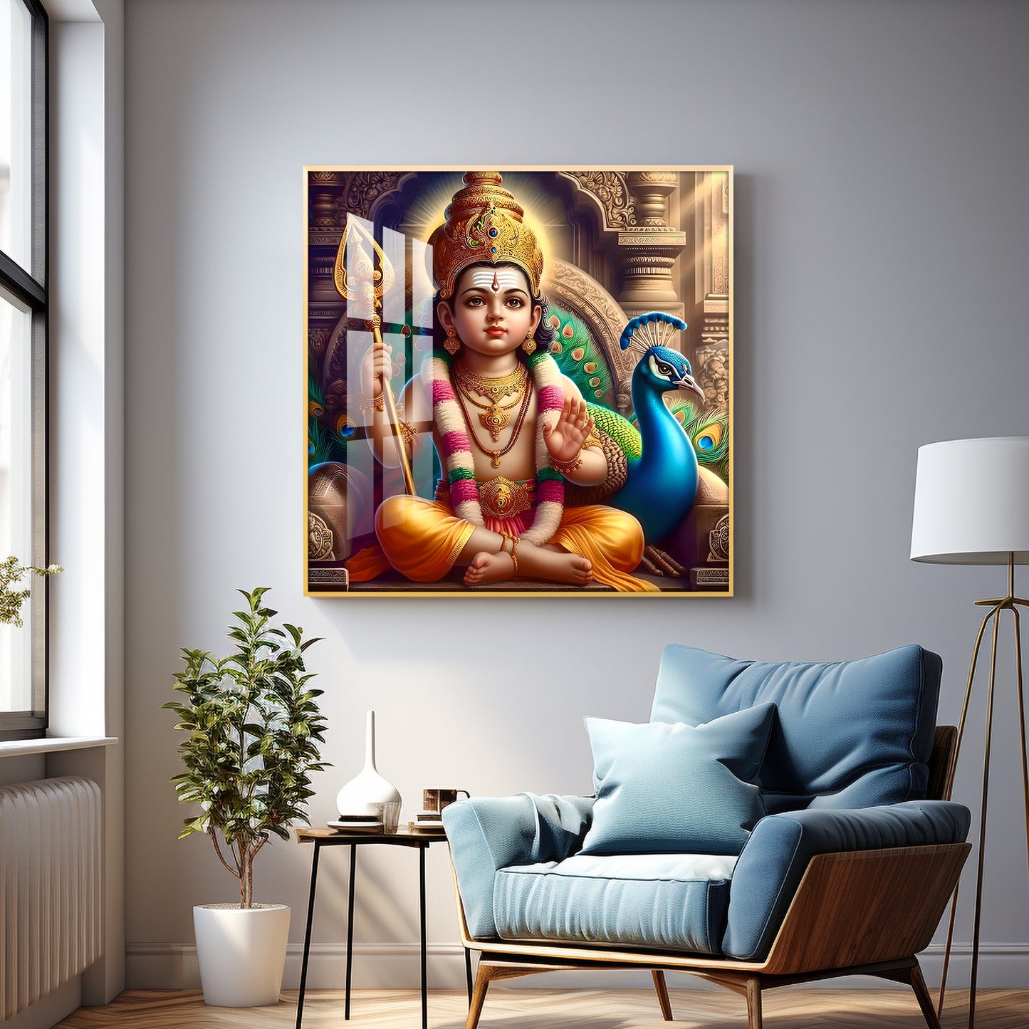 Lord Murugan Premium Acrylic Square Wall Art