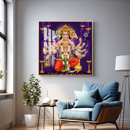 Divine Serenity Of Hanuman Premium Acrylic Square Wall Art