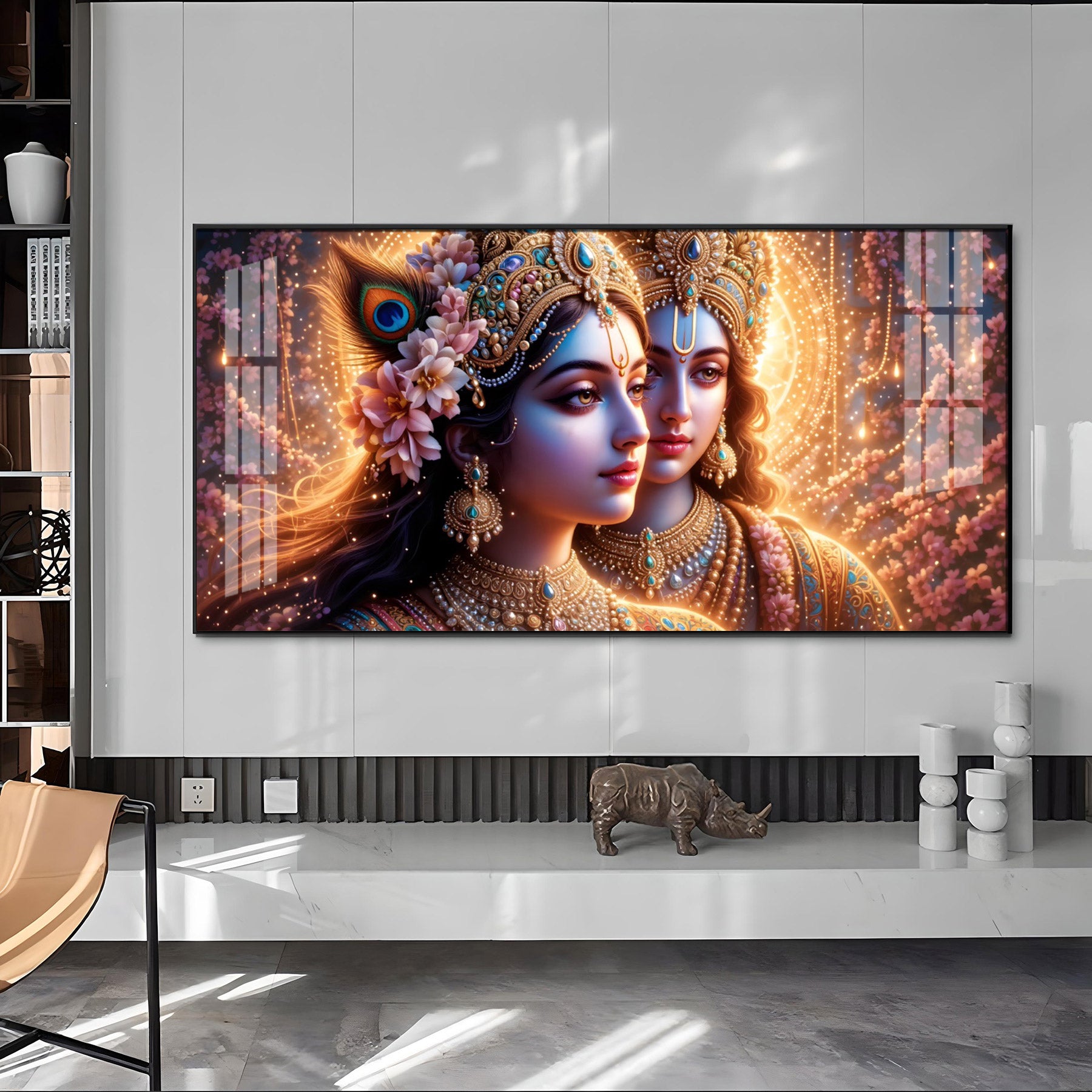 Portrait Of Radha Krishna Connection Premium Acrylic Horizontal Wall Art