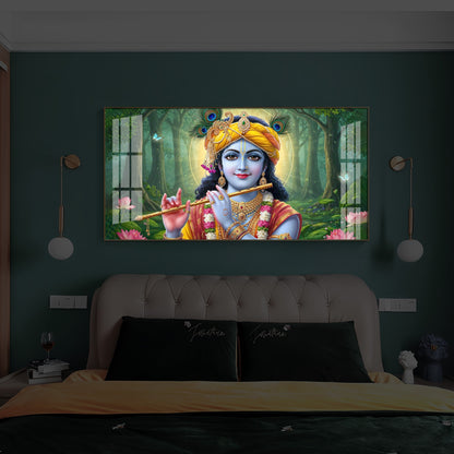 Shri Krishna Ji Modern Luxury Backlight Horizontal Wall Art