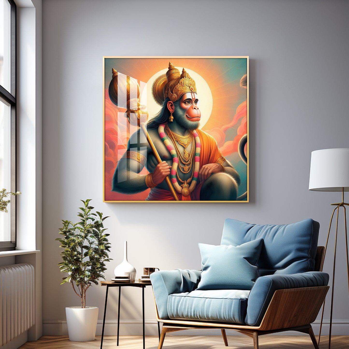 Bajrang Bali Premium Acrylic Square Wall Art