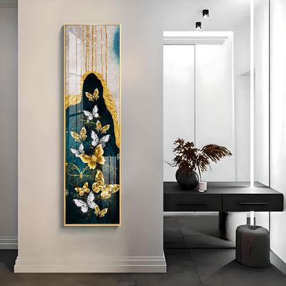 Golden & Silver Butterflies Premium Acrylic Vertical Wall Art