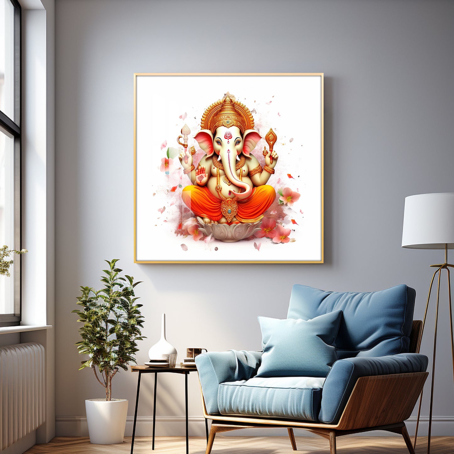 Shiv Putra Ganesh Premium Acrylic Square Wall Art