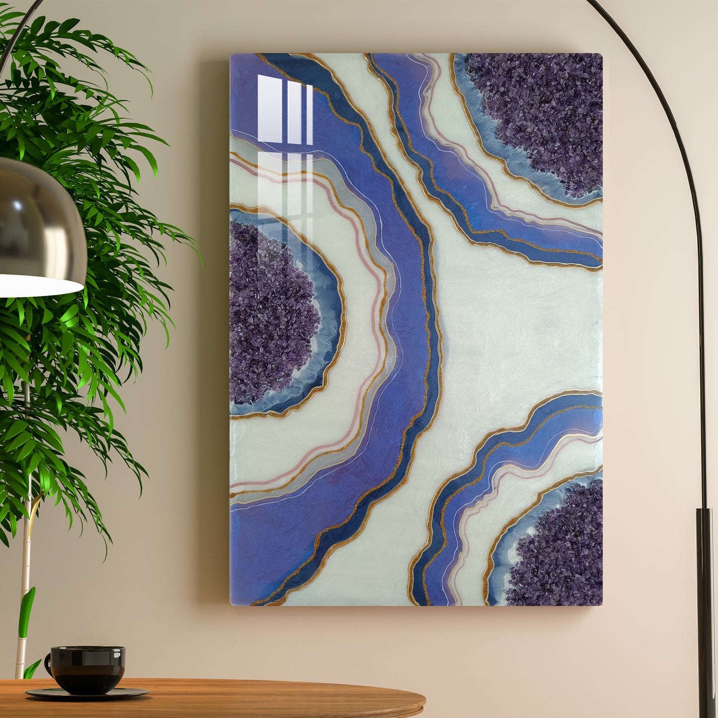 Purple Stone Epoxy Resin Wall Art