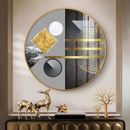 Geometric Elegance Premium Acrylic Round Wall Art