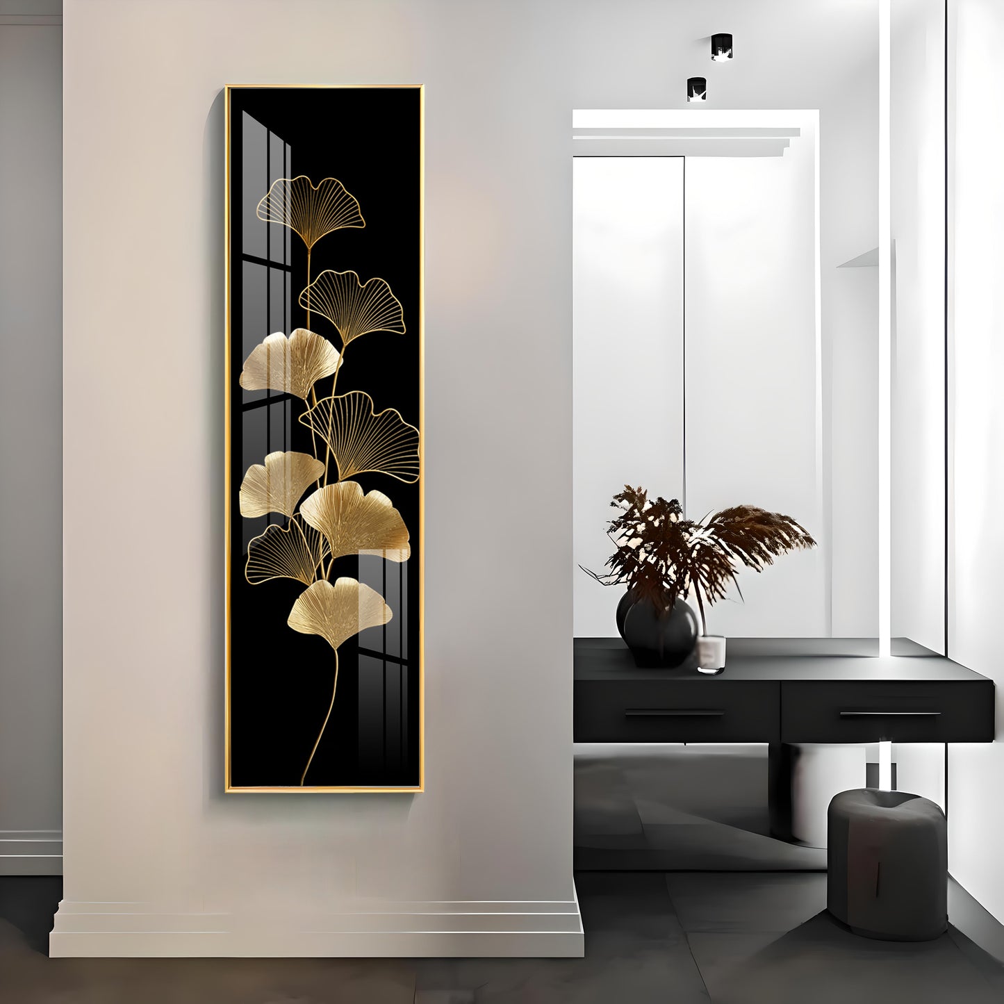 Ginkgo Leaf Design Premium Acrylic Vertical Wall Art